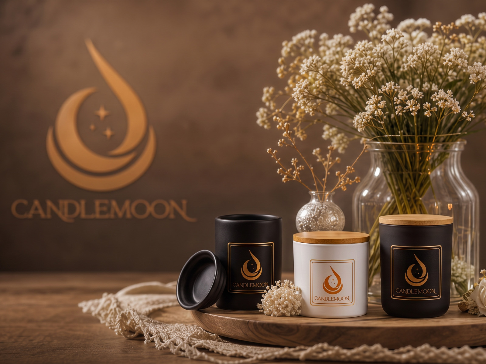 Candlemoon event candles and florals